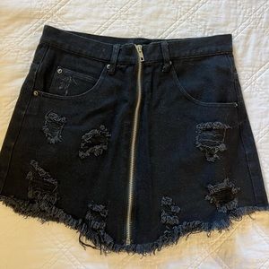 Black denim skirt